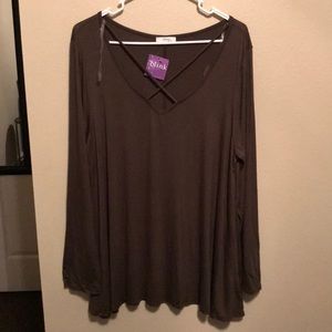 NWT Olive Criss Cross Long Sleeve Shirt
